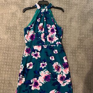 Floral print, high neck party dress, size 8